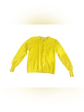 Vintage 50s 60s Garland Sheltie Mist Yellow Cardigan Crew Neck Button Up Sweater